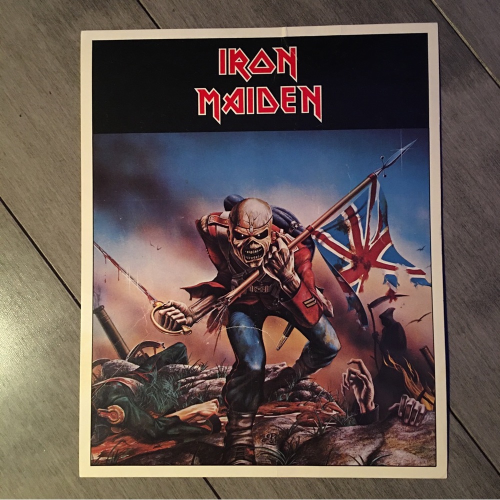VINTAGE ORIGNL 1983 Iron Maiden Piece of Mind Brain Damage Tour Post Card 8”x10”